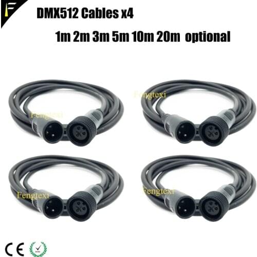 4xLOT Outdoor DMX Extension Cable IP65 Stage Par Light Waterproof Power Supply Extension Cables & EU US UK Plug Main Power Cable
