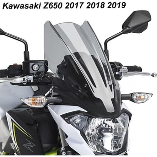 For Kawasaki Z650 Z-650 2017 2018 2019 Double Bubble Windscreen Windshield Shield Screen Visor Parabrisa with Bracket Motorcycle
