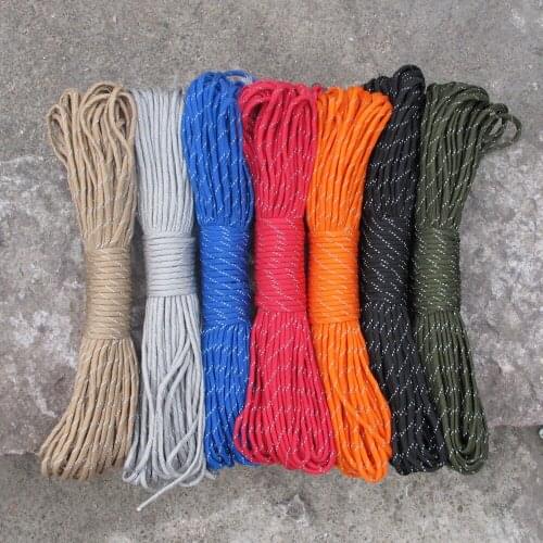High-reflective 9-core military parachute rope/paratrooper rope life-saving rope survival rope outdoor escape rope tent rope