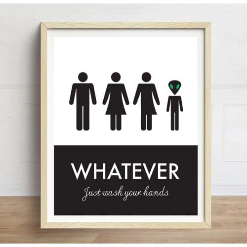 Funny Unisex Toilet Sign Print Wall Art Poster , Wash Your Hands Funny Toilet Canvas Painting Wall Picture Bathroom Art Decor