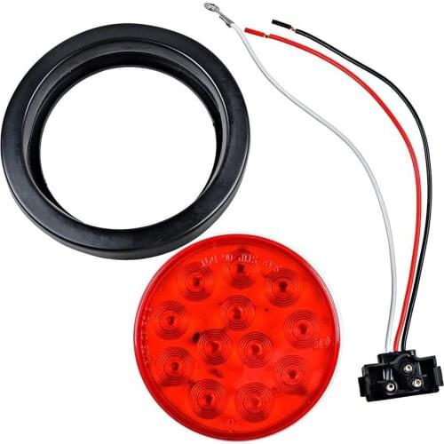 4" Round 12led Trailer Tail Lights W/surface Mount Grommet Plugs Ip67 Stop Brake Turn Tail Lights For Truck Trailer Rv Jeep
