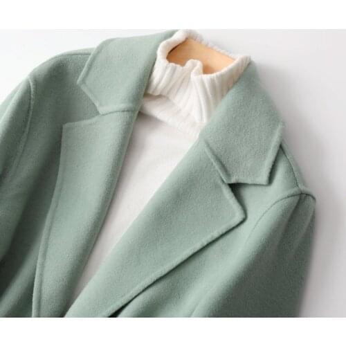 Green Wool Coat Female Jacket Korean Spring Autumn Elegant Ladies Coats Overcoat Women Clothes 2020 Manteau Femme 0788 KJ4062