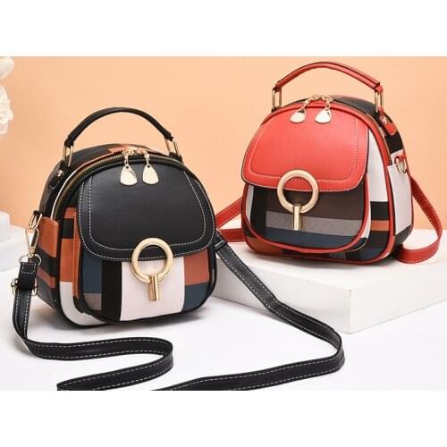 Womens Bag 2021 New Shoulder Fashion Plaid Luxury Mini Backpack Women Designer Leather Cute Backpack