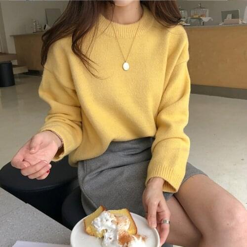 Heliar Womens Sweaters Elegant Round Neck Knitted Pullovers Long Sleeve Solid Thick Winter Sweaters Women 2020 Autumn