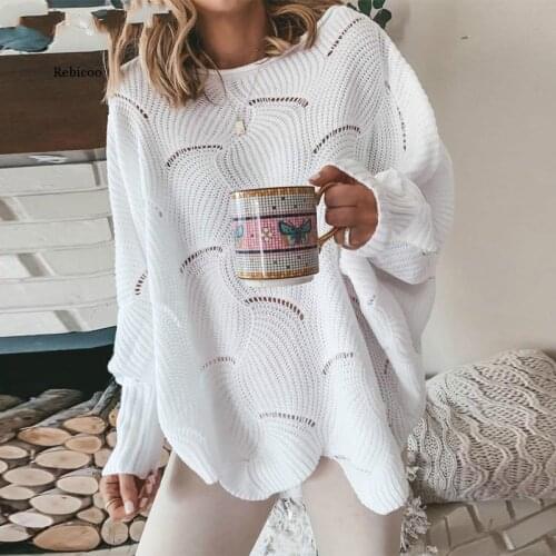 Women Hollow Out Sweater Elegant Spring Autumn Loose S Knitted Pullovers Female Winter Casual o Neck Solid Color Sweaters