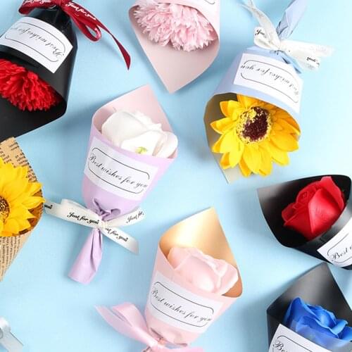 1 Bouquet Mini Handmade Artificial Soap Flower Carnation Rose Flower Gift Party Favors Props Home Decoration Ornament