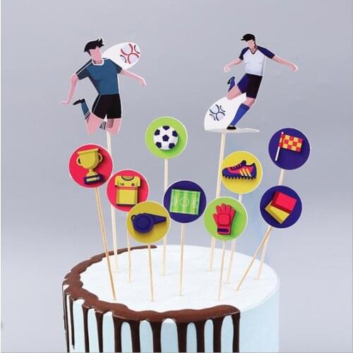 1set/lot Football Team Theme Baby Shower Boys Favors Happy Birthday Party Supplies Cake Picks Decoration DIY Cupcake Toppers