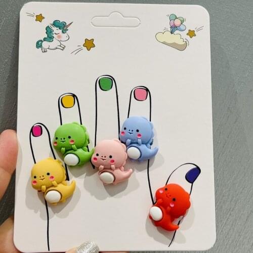 1Pcs Cute Kids Rings Cartoon Dinosaur Children Ewelry Fashion Multicolor Ring Girls Gifts Princess Jewelry Decoration Kinds