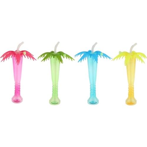 1PC Tropical Coconut Palm Tree Luau Yard Cup Hawaiian Summer Beach Wedding Birthday Party Drinks Juice Plastic Coconut Tree Cup