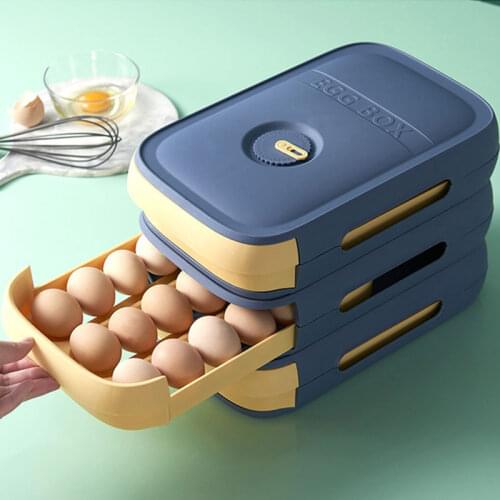 2 Pieces Of Fresh-Keeping Egg Box New Household Refrigerator Fresh-Keeping Egg Box Kitchen Storage Box Stackable Rolling Egg Box