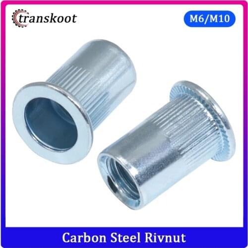 20Pcs M3 M4 M5 M6 M8 M10 M12 Carbon Steel Rivnut Flat Head Threaded Rivet Insert Nutsert Cap Rivet Nut
