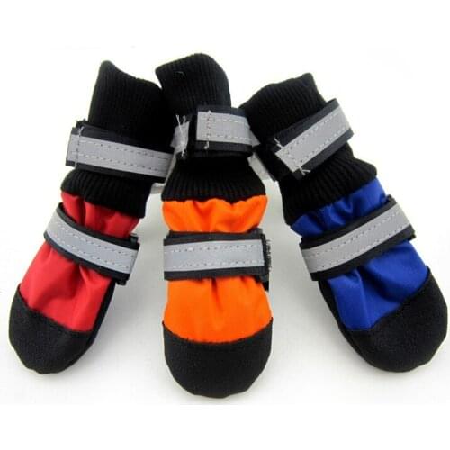 4pcs/set)Reflective Big Dog Shoes Waterproof Large Pet Boots Non-slip Thermal Soft Sports Walking Shoes For Small Medium Dogs
