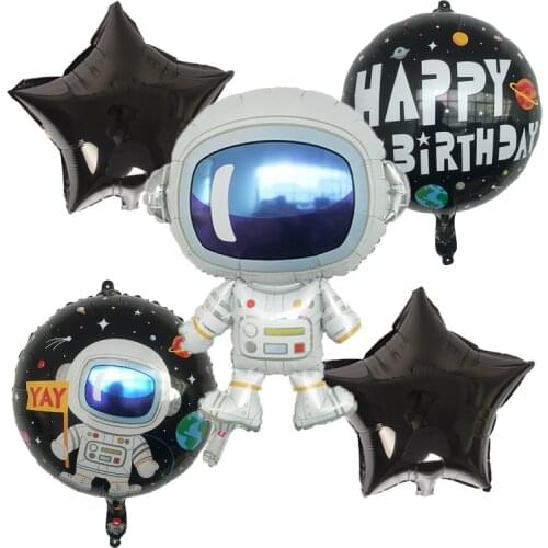 5PC Cartoon astronaut 18-inch star round Combination balloon Aluminum foil balloons birthday party decorations kids toy globos
