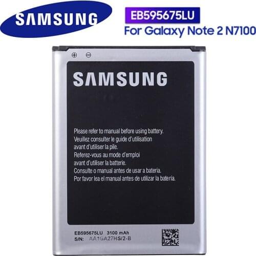 Original Replacement Samsung Battery For SAMSUNG Galaxy Note 2 N7100 N7108D NOTE2 N7102 N719 N7108 EB595675LU 3100mAh