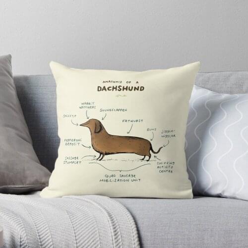 Anatomy of a Dachshund Throw Pillow Cushion Cover Polyester throw pillows case on sofa home living room car seat decor 45x45cm