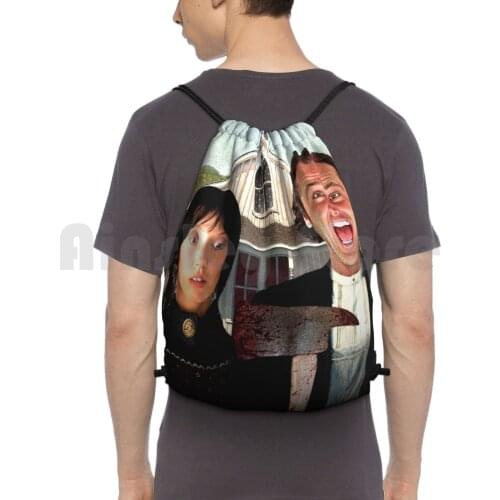 The Shining-American Gothic Colour Backpack Drawstring Bags Gym Bag Waterproof The Shining American Gothic Jack Nicholson