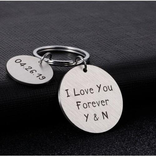 I Love You Forever Keychain Personalized Customized Initial Letter Keychains Wedding Anniversary Valentines Day for Couple Loves