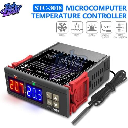 STC-3018 12V 24V 220V Thermostat C/F Digital Temperature Controller Incubator Heating/Cooling Thermoregulator Dual LED Display