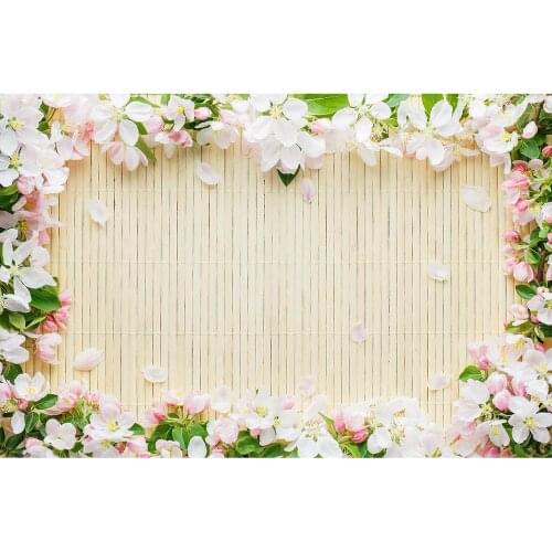 Wooden Plank Flowers Petals Photography Backdrop Customized Background for Baby Shower Children Lovers Photoshoot Photo Studio