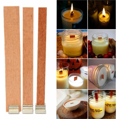 Hot 10Pcs Candle Wood Wick with Sustainer Tab Candle Making Supply 13 Sizes
