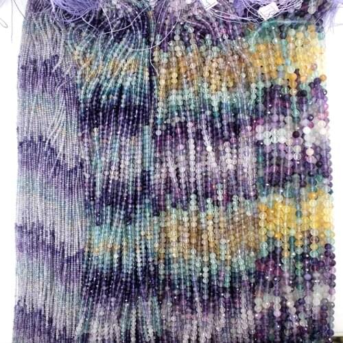 Whosale Gradient Color Small Facted Beads 2/3/4MM Fluorite Tourmaline Moonstone Morganite Opal For DIY Making Bracelets Necklace