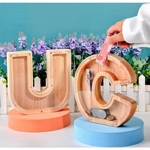 JIATA Wooden Piggy Banks For Money