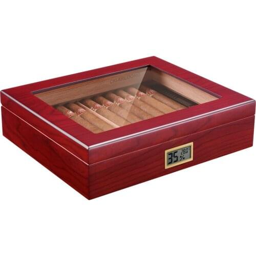 New Arrival CIGARLOONG Spain Cedar Cigar Case High Transparent Skylight Travel Cigar Humidor Box with Humidifier & Hygrometer