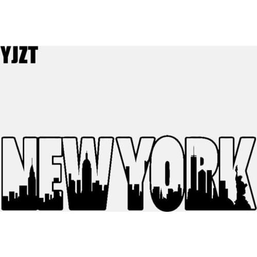 YJZT 16CM*4.8CM NEW YORK Word Logo Skyline Building Skyscrapers Vinyl Decal Car Sticker Art Black/Silver C3-1818