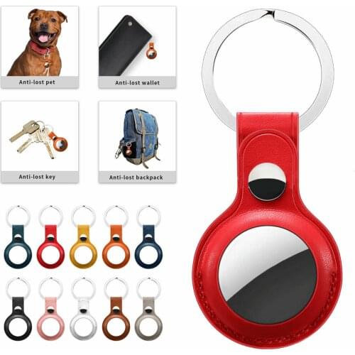 2021 New AirTag Leather Case Cover For Apple AirTag Leather Case Cover Anti-lost AirTags Tra-cker Keychain Sleeve Shell Skin#p3