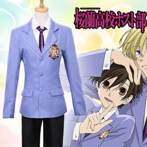 New Top Anime Ouran High School Host Club Cosplay Fujioka Haruhi King Hikaru Hitachiin Halloween Man And Woman Daily School Unif