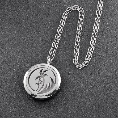 IJD0122 Essential Oil Diffuser Necklace Aromatherapy Fragrance Beach View Pendant Aroma Felt Pads Surgical Solid Locket+12 Pads