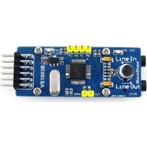 MP3 module Board SPI Control Interface Audio in/output Connector Onboard Microphone # VS1003B MP3 Board