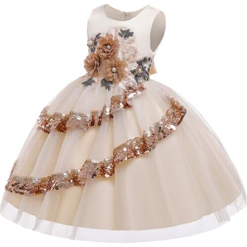 Flower girl dress for Girls tutu Kids Clothing Elegent hand Organza Girls Dresses for Children Princess Party Custumes 2-10 Year