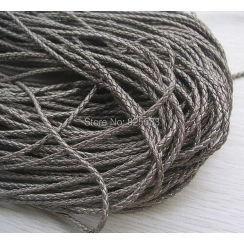 Free shipping 20m earth grey braid PU leather Beading Cord 3mm dia. Beading Wire Handcraft Accessory for bracelet & necklace