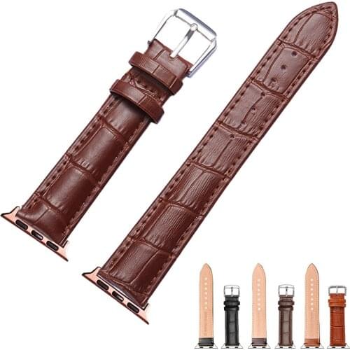 Comfortable Soft Rosegold Adaptor Leather Watch Band for iWatch Series 5 4 3 2 1 apple watch band 42 mm 44mm