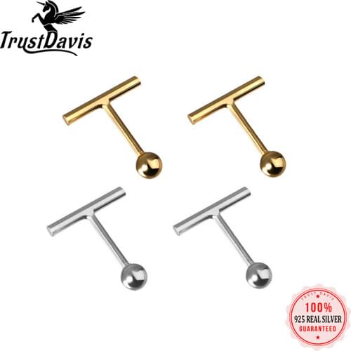 PrinSis Real 925 Sterling Silver Round Stick Screw Stud Earrings For Women Children Baby Girls Kids Minimalist Jewelry DD1080
