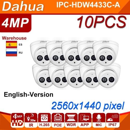 Dahua IPC-HDW4433C-A Wholesale 4MP HD POE Network Dome IP Camera Built-in MIC CCTV 30M IR Onvif
