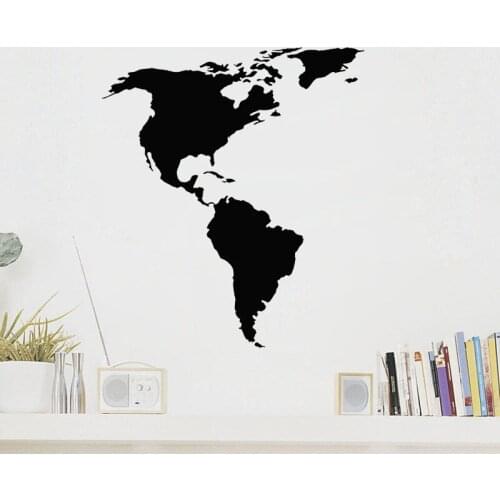 North And South America Continent Wall Sticker Living Room Bedroom Wall Decal Art Murals Geography Wallpaper Poster Decoration