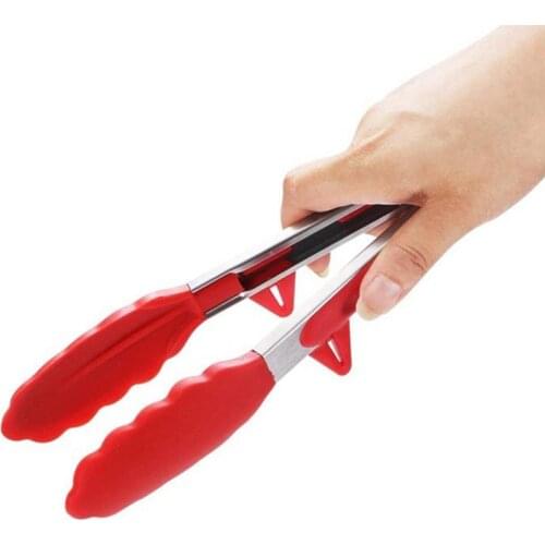 2PCS Silicone Tongs Stainless Steel Non-slip Kitchen Tongs Food Tongs with Stand Bread Tong Serving Tong Kitchen Cooking Clip