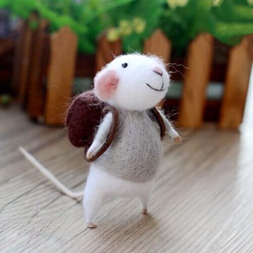 Wool Felt Poking Needle Felt Handmade Diy Material Package Needle Poke Kits Plush Mouse Wool Animal Toy Non-Finished Girl Gift