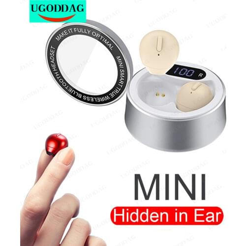 Hidden Small Ear Bluetooth Earphones Mini Invisible Wireless Earbuds Stereo Cordless Sleeping Earpiece With Microphone Headset