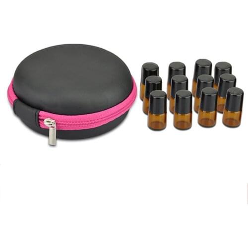 Essential Oil Storage Bag 12 Compartment Round Burger Essential Oil Case Box Organizer 1ml 2ml Rolling Bottle Portable Container