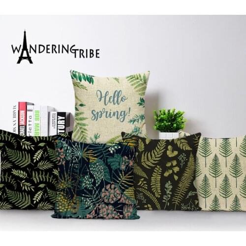 Tropical Jungle Home Decorative Cushions for Sofa Plant Flower Cushion Cover Green Spring Pillow Covers High Quality Pillow Case