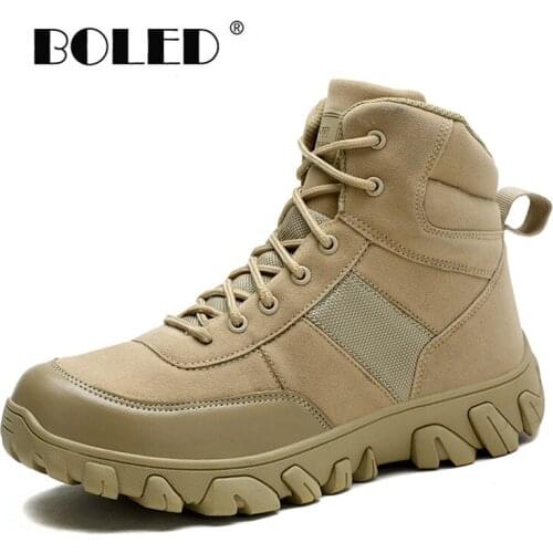 High Quality Suede Leather Boots Men Special Force Tactical Desert Combat Mens Boots Wear-resisting Outdoor Ankle Boots Shoes