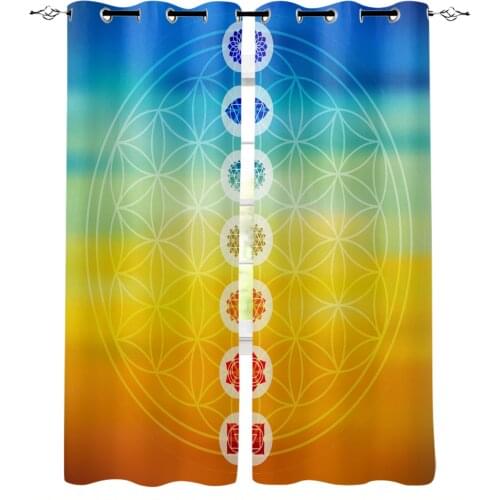 Circle Flower Geometry Lotus Blackout Curtain Living Room Bedroom Window Treatment Drapes Blackout Curtains for The Kids Bedroom