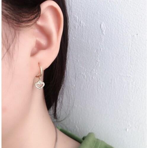 1Pair Diameter 9mm Piercing 925 Sterling Silver Earrings for Women 2020 Trend Jewelry Heart Pendant Earrings Gifts to Girlfriend