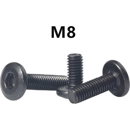 100PCS M8x12/16/20/25/30mm Black Hypotenuse Flat Head Hex Drive Screw Down Side Furniture Screws