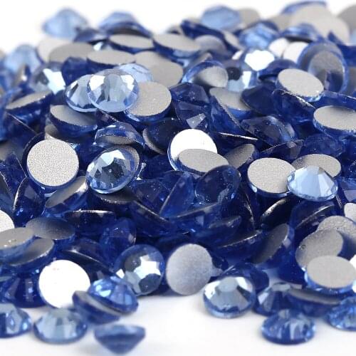 1440pcs/bag Smallest ss2(1.2mm) Light Sapphire Color Crystal Flat Back ( Nail Art ) Non Hot Fix Glue on Glass Rhinestones