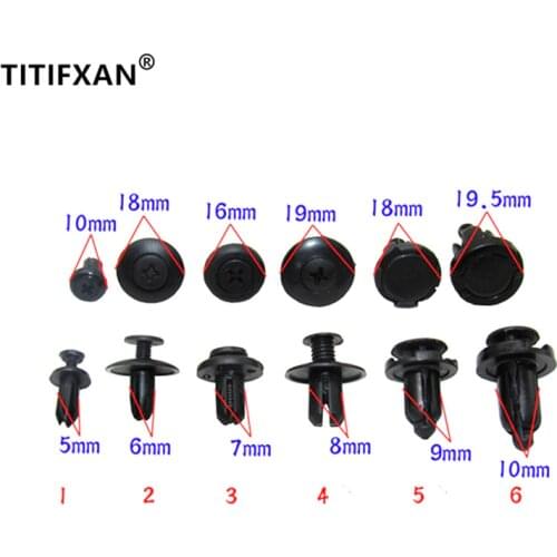 18PCS Mixed 5mm 6mm 7mm 8mm 9mm 10mm universal plastic fastener clip for car bumper fender screw rivet buckle
