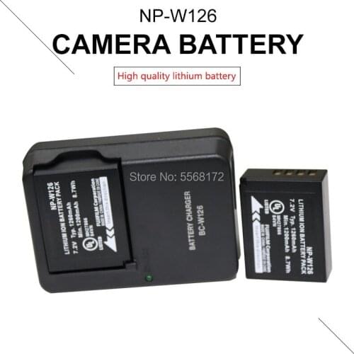 2pc 3.7v 1260mAh NP-W126 NP W126 Camera Batteries +1pc BC-W126 BCW126 Battery Charger For Fujifilm HS30EXR HS33EXR X PRO1
